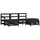6 Piece Garden Lounge Set with Cushions Black Solid Wood - Side View