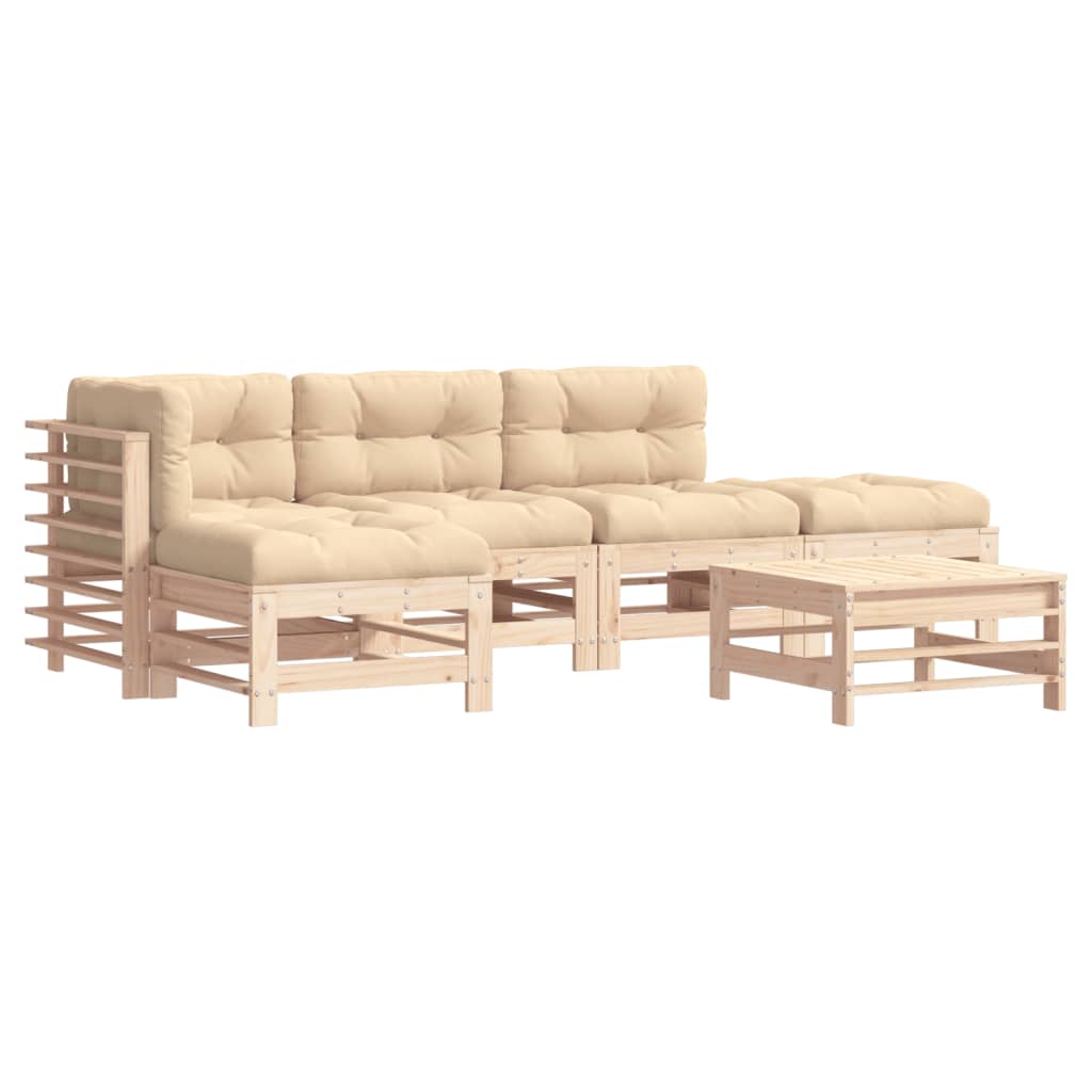 6 Piece Garden Lounge Set with Cushions Solid Wood