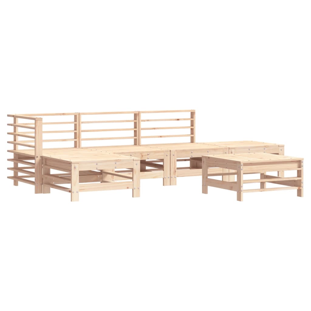 6 Piece Garden Lounge Set with Cushions Solid Wood