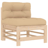 6 Piece Garden Lounge Set with Cushions Solid Wood - 45-Degree Angle