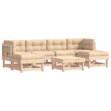 7 Piece Garden Lounge Set with Cushions Solid Wood - Front View