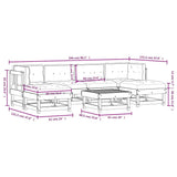 7 Piece Garden Lounge Set with Cushions Black Solid Wood - 45-Degree Angle