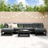 7 Piece Garden Lounge Set with Cushions Black Solid Wood