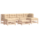7 Piece Garden Lounge Set with Cushions Solid Wood - Front View