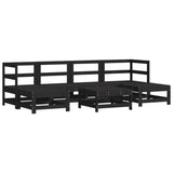 7 Piece Garden Lounge Set with Cushions Black Solid Wood - Side View
