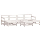 7 Piece Garden Lounge Set with Cushions White Solid Wood - Side View