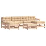 7 Piece Garden Lounge Set with Cushions Solid Wood - Front View