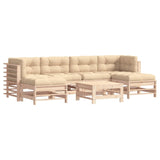 7 Piece Garden Lounge Set with Cushions Solid Wood - Front View