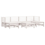 7 Piece Garden Lounge Set with Cushions White Solid Wood - Side View