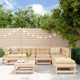 7 Piece Garden Lounge Set with Cushions Solid Wood