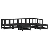 7 Piece Garden Lounge Set with Cushions Black Solid Wood