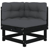 7 Piece Garden Lounge Set with Cushions Black Solid Wood