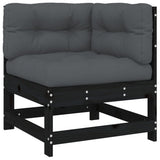 7 Piece Garden Lounge Set with Cushions Black Solid Wood - 45-Degree Angle
