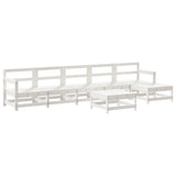 7 Piece Garden Lounge Set with Cushions White Solid Wood
