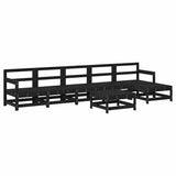 7 Piece Garden Lounge Set with Cushions Black Solid Wood