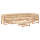 6 Piece Garden Lounge Set with Cushions Solid Wood - Front View