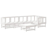 6 Piece Garden Lounge Set with Cushions White Solid Wood - Side View