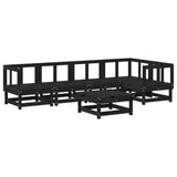 6 Piece Garden Lounge Set with Cushions Black Solid Wood - Side View
