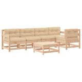 6 Piece Garden Lounge Set with Cushions Solid Wood - Front View