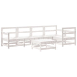 6 Piece Garden Lounge Set with Cushions White Solid Wood