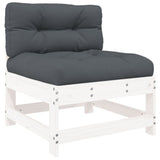 6 Piece Garden Lounge Set with Cushions White Solid Wood - Top-Down View