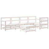 6 Piece Garden Lounge Set with Cushions White Solid Wood