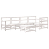 6 Piece Garden Lounge Set with Cushions White Solid Wood - Side View