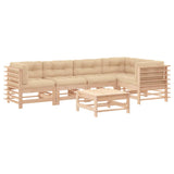 6 Piece Garden Lounge Set with Cushions Solid Wood