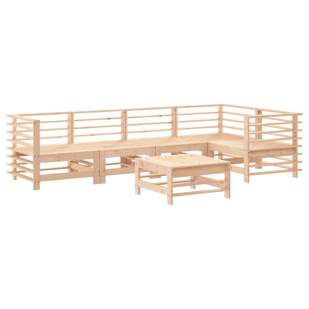 6 Piece Garden Lounge Set with Cushions Solid Wood