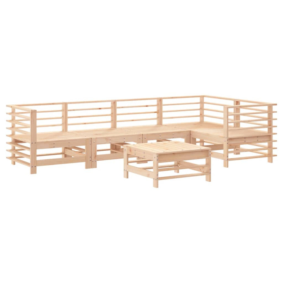 6 Piece Garden Lounge Set with Cushions Solid Wood