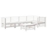 6 Piece Garden Lounge Set with Cushions White Solid Wood - Side View