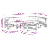 6 Piece Garden Lounge Set with Cushions White Solid Wood - Extra Image