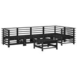 6 Piece Garden Lounge Set with Cushions Black Solid Wood - Side View