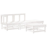 4 Piece Garden Lounge Set with Cushions White Solid Wood - Side View