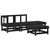 4 Piece Garden Lounge Set with Cushions Black Solid Wood - Side View