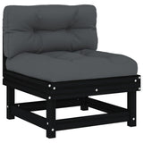 4 Piece Garden Lounge Set with Cushions Black Solid Wood