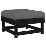 4 Piece Garden Lounge Set with Cushions Black Solid Wood - Rear View