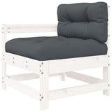 4 Piece Garden Lounge Set with Cushions White Solid Wood