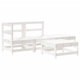 4 Piece Garden Lounge Set with Cushions White Solid Wood