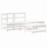 4 Piece Garden Lounge Set with Cushions White Solid Wood - Side View