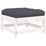 4 Piece Garden Lounge Set with Cushions White Solid Wood - Rear View