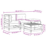 4 Piece Garden Lounge Set with Cushions White Solid Wood - Extra Image