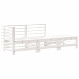 3 Piece Garden Lounge Set with Cushions White Solid Wood - Side View