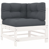 3 Piece Garden Lounge Set with Cushions White Solid Wood - 45-Degree Angle