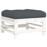 3 Piece Garden Lounge Set with Cushions White Solid Wood - Rear View