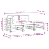 3 Piece Garden Lounge Set with Cushions Black Solid Wood - Extra Image
