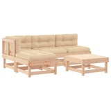 5 Piece Garden Lounge Set with Cushions Solid Wood - Front View