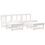 5 Piece Garden Lounge Set with Cushions White Solid Wood - Side View