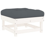 5 Piece Garden Lounge Set with Cushions White Solid Wood