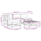 5 Piece Garden Lounge Set with Cushions White Solid Wood